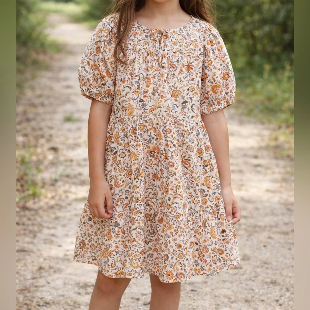 Old Navy Girls Floral Puff Sleeve Dress Size 8 Medium